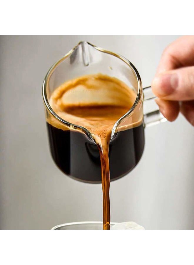 BCnmviku Shot Glasses Espresso Parts Double Spouts Milk Cup Clear Glass (Clear Glass-2Pack) - Image 3