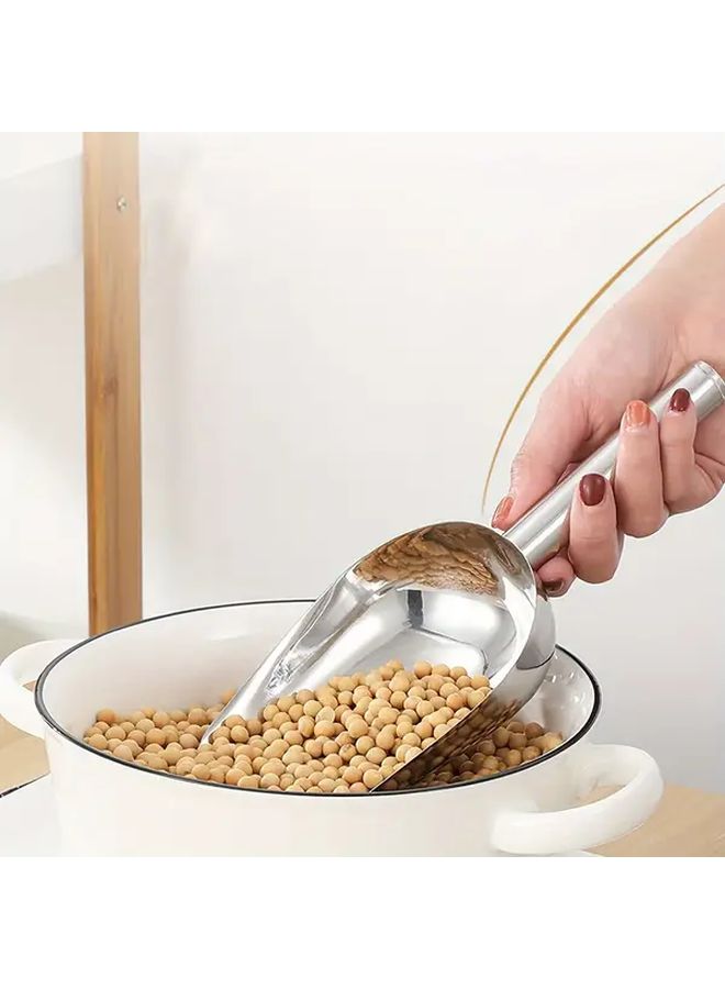 Stainless Steel Silvery Scoop For Ice Pet Food And Dry Goods With Easy Grip Handle - Image 1