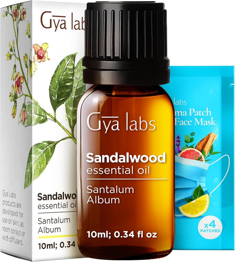 gya labs زيت خشب الصندل العطري من جيا لابز - 0.34 أونصة سائلة - للشعر، البشرة، الناشر، العلاج بالروائح وصنع الشموع بنفسك - Image 1
