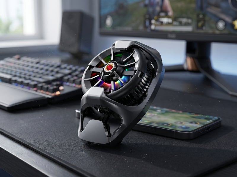 Memo Black Smartphone Cooler Model DL22 with RGB Fan & Adjustable Design for Gaming & Live Streaming Cooling - Image 4