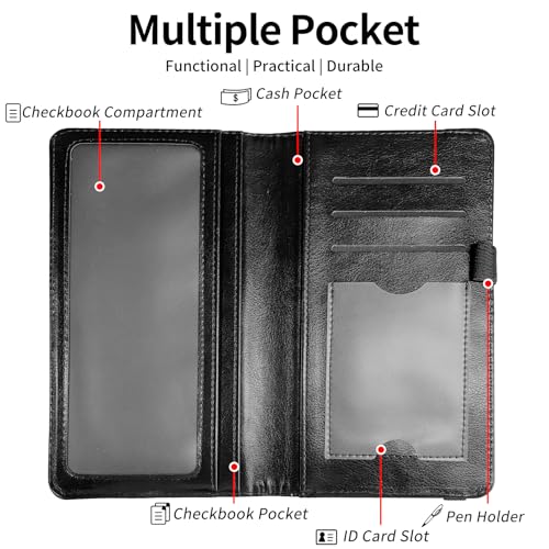 WZCJDHMJ Leather Checkbook Covers for Personal Checkbook Check book Holder Cover Wallets for Women Men,RFID-Blocking Slim Checkbook Cover for Duplicate Checks with Elastic Strap,Colorful Hummingbirds - Image 3