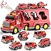 KIZONLY Fire Truck Toys for Toddler 13 35 Transport Car with Light Sound 7in1 Fire Car Carrier Vehicle Set for Girls 1 2 3 4 5 6 Years Old Birthdays Gifts for Kids Girls Aged 39 - Image 2