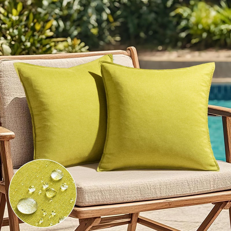 EMEMA إميما زخرفية في الهواء الطلق مقاوم للماء وسادة الأغطية مزرعة Broadside Pillowcase ناعم خارج الحالات الوسائد الكلاسيكية للأثاث الفناء مجموعة أريكة من 2 18x18 بوصة الطحلب الأخضر - Image 1