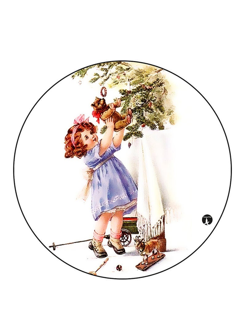 RKN Vintage Art Printed Fridge Magnet Round  Multicolour - Image 1