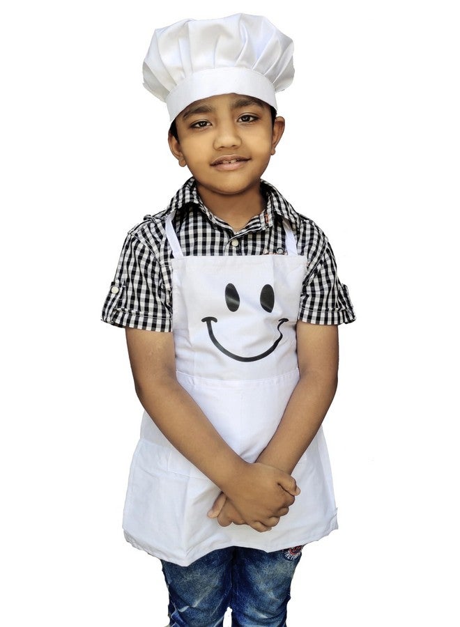 Switchon Polyester Waterproof Adjustable Kids Multi purpose Cooking Apron with a chef cap School Apron - Proudly made in india (White, 6Yrs to 11 Yrs) - Image 1