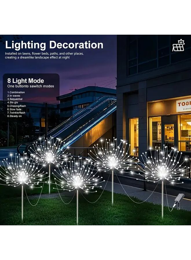 240LED 4 قطع أضوات الألعاب النارية البيضاء الشمسية 8 أوضاع استشعار ذكي للحدائق الخارجية - Image 5