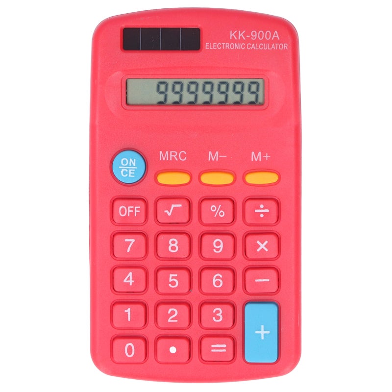Mini Calculators Handheld 8 Digit with LCD Display Sensitive Button Solar Battery Dual Power for Office School BusinessRed - Image 1