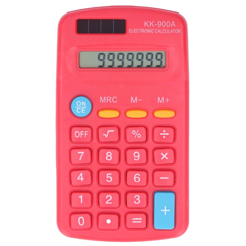 Mini Calculators Handheld 8 Digit with LCD Display Sensitive Button Solar Battery Dual Power for Office School BusinessRed - Image 2