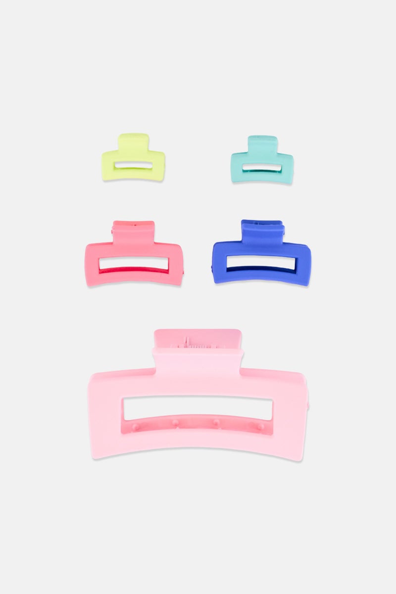 Expressions Women 5 Pieces Plain Hair Claw Clips, Multicolor - Image 2