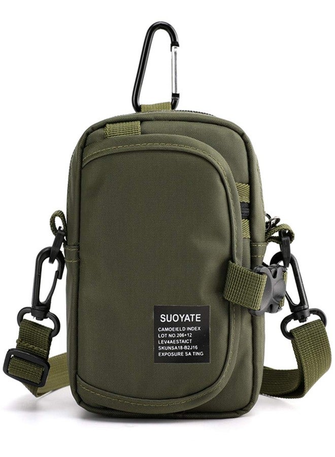 Lohol Multifunction Cell Phone Holster, One Shoulder Pouch with Carabiner, Outdoor Tactical Waist Belt Bag, Security Purse Crossbody Gadget Pocket for Smartphone Up to 6.5 inches, 1# Army Green - Image 1