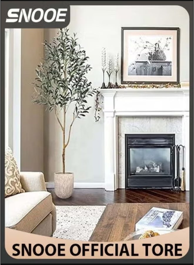 Snooe Artificial Olive Tree Tall Fake Potted Olive Silk Tree with Planter Large Faux Olive Branches and Fruits Artificial Tree for Modern Home Office Living Room Floor Decor Indoor - Image 1