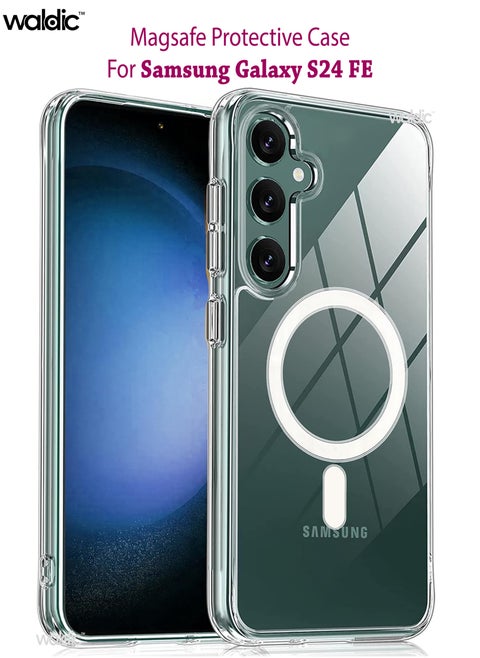 Samsung Galaxy S24 FE Magsafe Case|Ultra-Hybrid Back Case Cover Compatible With Magsafe|Camera Protection|Hard Crystal Clear Back|Shockproof Bumper Case Cover For Samsung Galaxy S24 FE - Clear