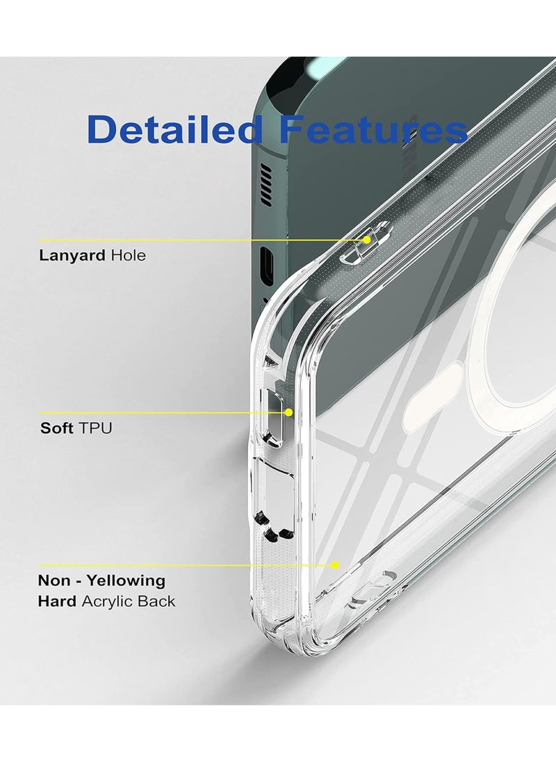 Waldic - Samsung Galaxy S24 FE Magsafe Case|Ultra-Hybrid Back Case Cover Compatible With Magsafe|Camera Protection|Hard Crystal Clear Back|Shockproof Bumper Case Cover For Samsung Galaxy S24 FE - Clear - Image 1