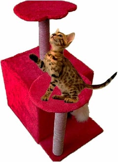 Cat house covered eith velevet with two platforms and scratching posts -red - pzsku/Z1144BF4A4A3D3844B27FZ/45/_/1718806794/b66df169-63e1-430b-bf73-e99219cf107d