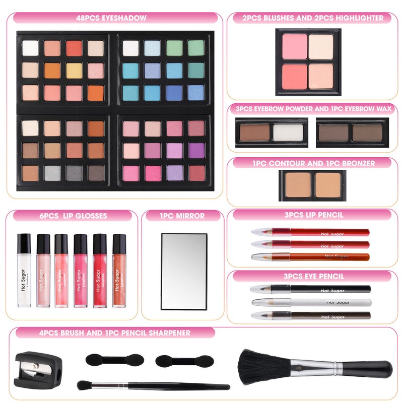 Hot Sugar Makeup Kit for Teenager Girls 10-12, All in One Beginner Makeup Kit for Women Full Kit, Teen makeup kit Cosmetic Gift Set on Birthday Christmas(Purple Daisy) - Image 3