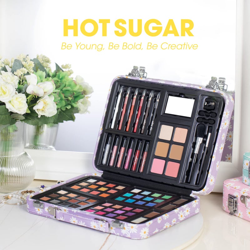Hot Sugar Makeup Kit for Teenager Girls 10-12, All in One Beginner Makeup Kit for Women Full Kit, Teen makeup kit Cosmetic Gift Set on Birthday Christmas(Purple Daisy) - Image 5