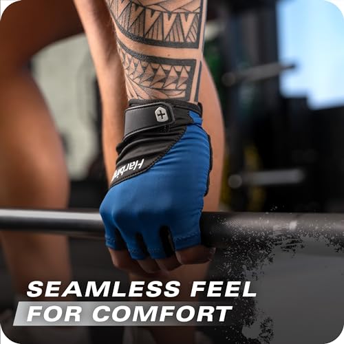 Harbinger Training Grip Gloves 3.0 – Durable, Padded Leather Palm, Enhanced Grip, Breathable 4-Way Stretch Lycra, Adjustable Hook-and-Loop Closure, Quick Removal Tabs, Weightlifting, Blue, Medium - Image 3