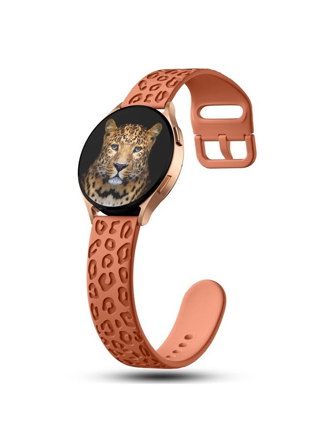 IKANFI 6Pack Engraved Band Compatible with Samsung Galaxy Watch 5 Band/Galaxy Watch 4 Bands/Galaxy Watch 3 Bands/Active 2 Watch Bands,20mm Leopard Silicone Sport Strap Replacement for Women Men-