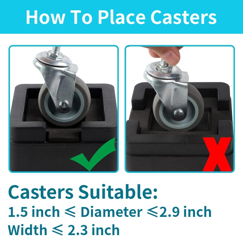 BTSD-home 3 Inch Heavy Duty Bed Risers Adjustable Bed Lifts Fits to All Wheels of Furniture, Sofa, Table and Couch 4 Pack - Image 3