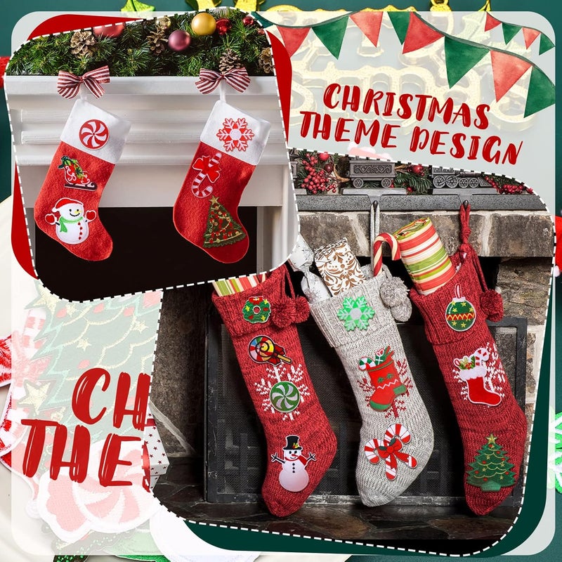 Canlierr 36 Pieces Christmas Iron on Embroidered Patches Snowman Socks Santa Claus Snowflake Cute Sew on Patches for Clothing Large Colorful Decorative Patches for Clothes Dress Hat Jeans DIY Snowman - Image 4