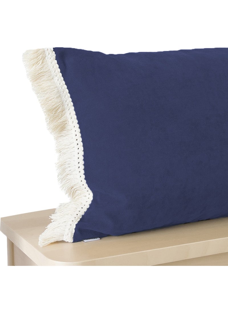 Ritmo Home Tasseled Fringed Scandinavian Throw Pillow Cover Navy Blue  - Image 3