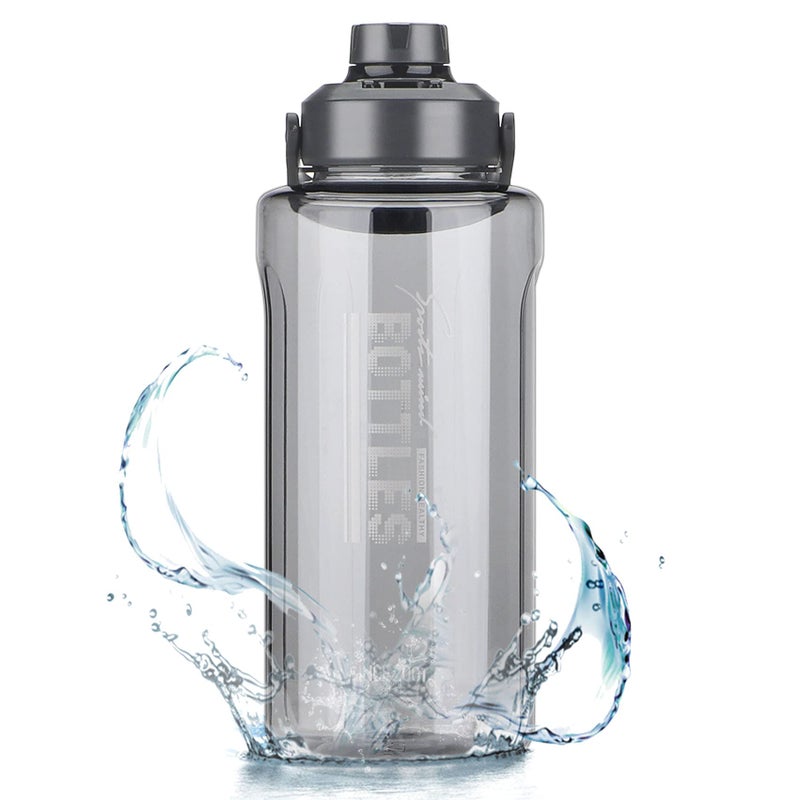 Olerd Half Gallon/64oz Water Bottle With Handle, Leak proof with removable strainer, BPA Free Fitness 2L Sports Water Jug, ensure You Drink Enough Water Daily for Gym and Outdoor Sports(Grey) - Image 1