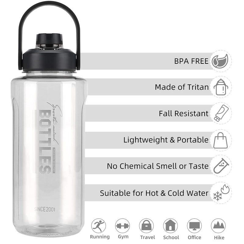 Olerd Half Gallon/64oz Water Bottle With Handle, Leak proof with removable strainer, BPA Free Fitness 2L Sports Water Jug, ensure You Drink Enough Water Daily for Gym and Outdoor Sports(Grey) - Image 4