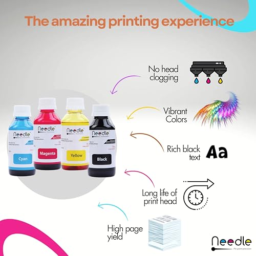 needle ; Pin point precision Needle 4x100gms Cartridge Refill Ink | Made in India | Compatible with Inkjet Printers | Easy Ink Refilling Solution (CMYK) - Image 3
