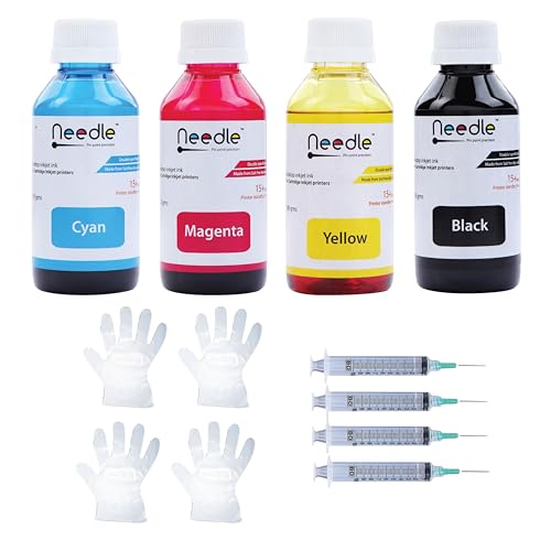 needle ; Pin point precision Needle 4x100gms Cartridge Refill Ink | Made in India | Compatible with Inkjet Printers | Easy Ink Refilling Solution (CMYK) - Image 1