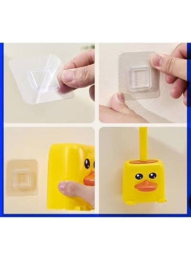 فرشاة تنظيف المرحاض مع خزان لتوزيع الصابون - فرشاة سيليكون مثبتة على الحائط مع علبة تخزين على شكل بطة لطيفة، منظف حمام صحي سهل الجفاف - Image 2