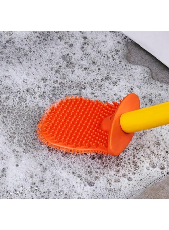 فرشاة تنظيف المرحاض مع خزان لتوزيع الصابون - فرشاة سيليكون مثبتة على الحائط مع علبة تخزين على شكل بطة لطيفة، منظف حمام صحي سهل الجفاف - Image 4