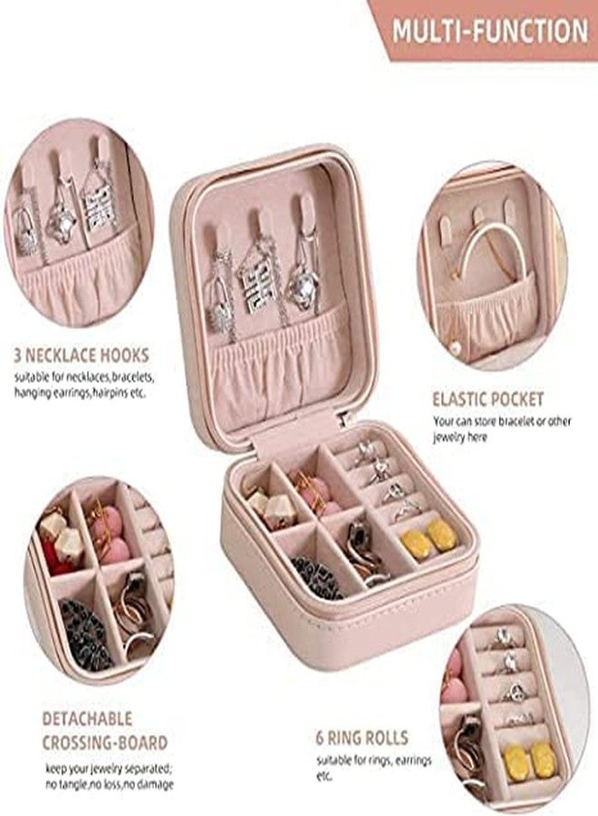 Foscadit Mini Jewellery Organiser Box/Jewellery Organiser PU Leather Zipper Portable Storage Box/Storage Box for Rings, Earrings, Necklaces/Gifts for Girls and Women (Pack of 1) - Image 2