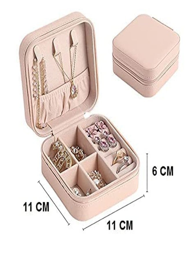 Foscadit Mini Jewellery Organiser Box/Jewellery Organiser PU Leather Zipper Portable Storage Box/Storage Box for Rings, Earrings, Necklaces/Gifts for Girls and Women (Pack of 1) - Image 5