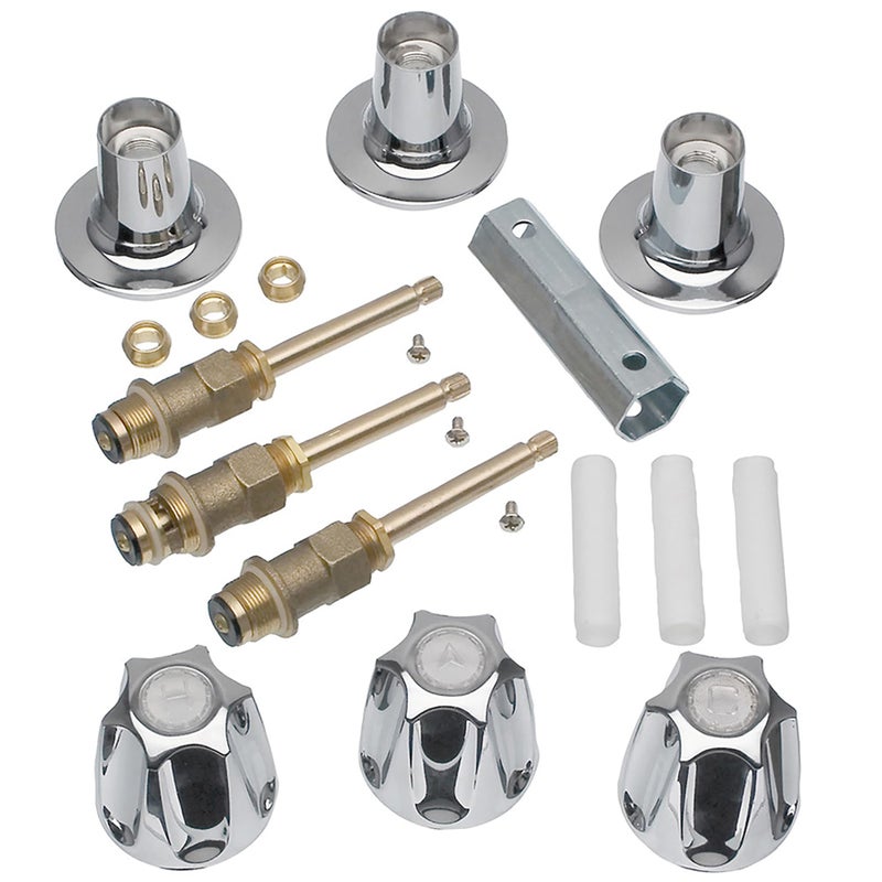 DANCO Bathtub and Shower 3-Handle Remodel/Rebuild Trim Kit for Price Pfister Verve Faucets | Knob Handle Replacement | Chrome (39619) - Image 1