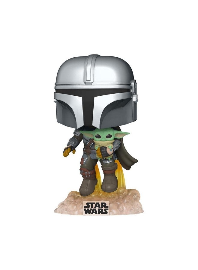Funko Pop! Star Wars: The Mandalorian - Mandalorian Flying with The Child, Grey - Image 2