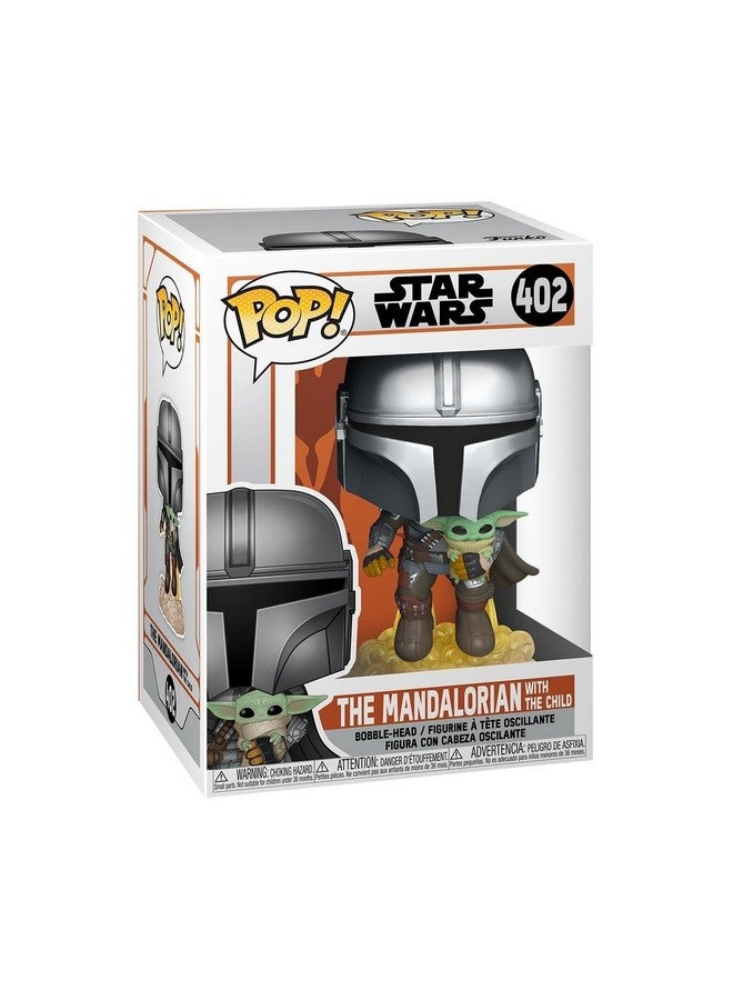 Funko Pop! Star Wars: The Mandalorian - Mandalorian Flying with The Child, Grey - Image 1