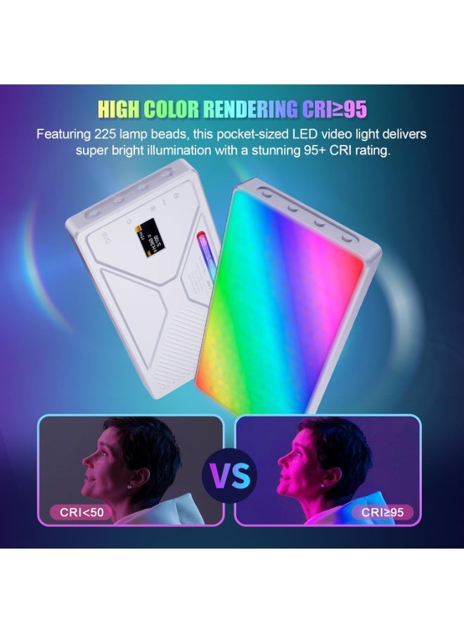 NiceFoto TC-225 RGB LED Pocket Video Light – Portable On-Camera RGB Light, Adjustable Color Temperature, Built-in Battery, Ideal for Photography, Video, Vlogging & Content Creation - Image 2