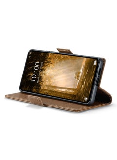 CaseMe Phone Case Luxury PU Leather Design Anti Fingerprint 023 Flip Cover Card Slot Holder Cover For Redmi Note 13 4G (Brown))  - Image 3