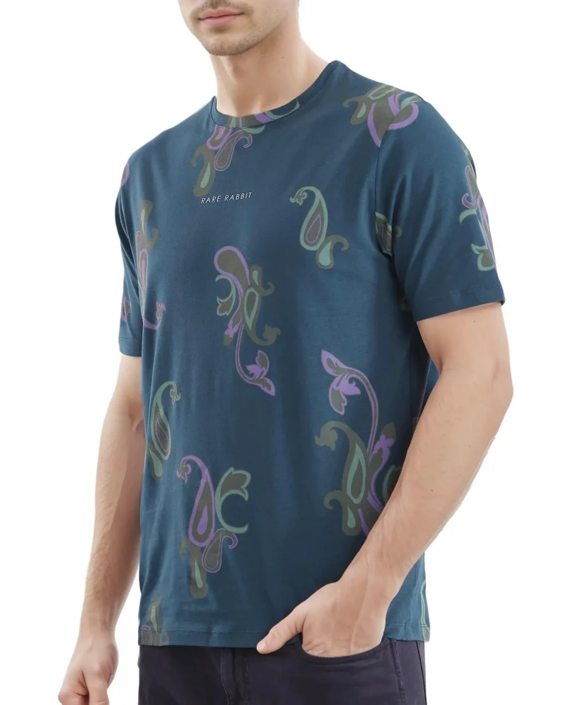 Rare Rabbit Men's Crew Neck Graphic T-Shirt