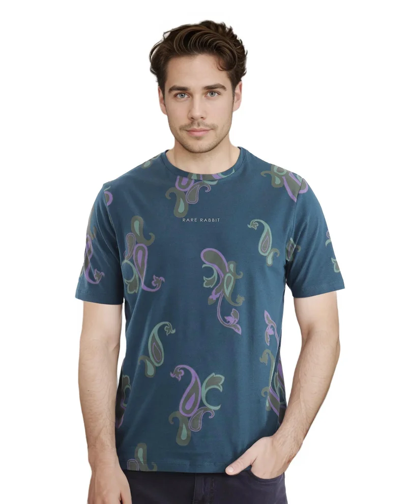 Rare Rabbit Men's Crew Neck Graphic T-Shirt