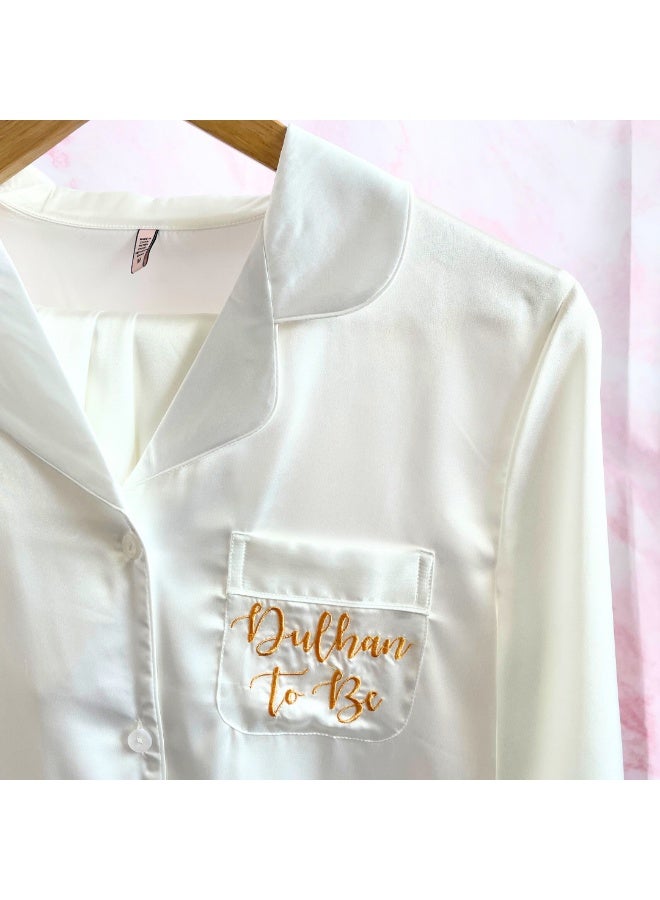 بيكوك سبلايز دولهان سيكون بيجاما باللونين الأبيض والذهبي - Image 1