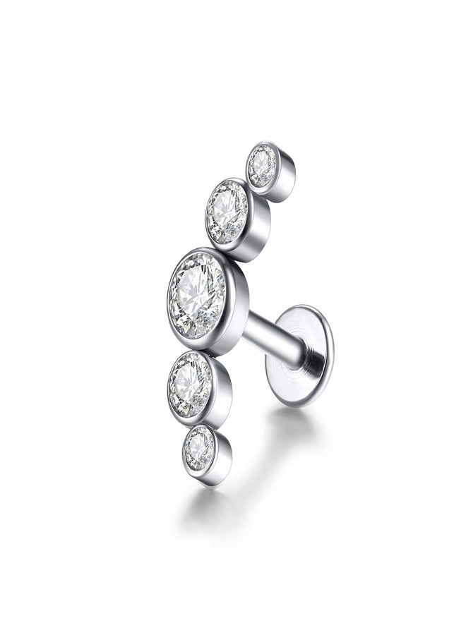 KaseStyle G23 Titanium Labret Studs 16G Internal Threaded Helix Cartilage Tragus Conch Earring Monroe Cluster Piercing Jewelry (C: 1 pcs silver) - Image 1