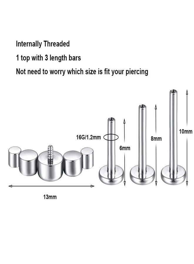KaseStyle G23 Titanium Labret Studs 16G Internal Threaded Helix Cartilage Tragus Conch Earring Monroe Cluster Piercing Jewelry (C: 1 pcs silver) - Image 2