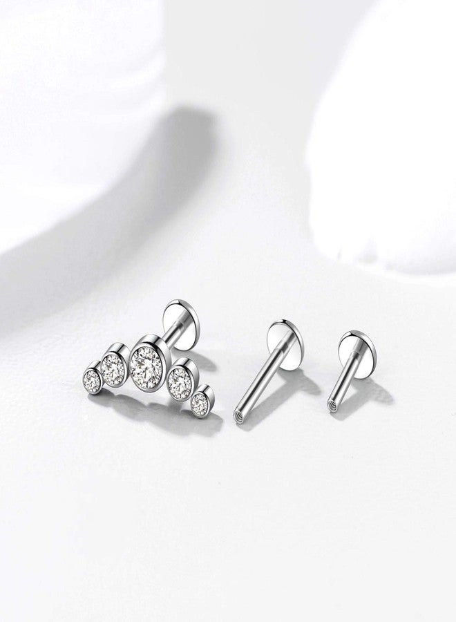 KaseStyle G23 Titanium Labret Studs 16G Internal Threaded Helix Cartilage Tragus Conch Earring Monroe Cluster Piercing Jewelry (C: 1 pcs silver) - Image 3