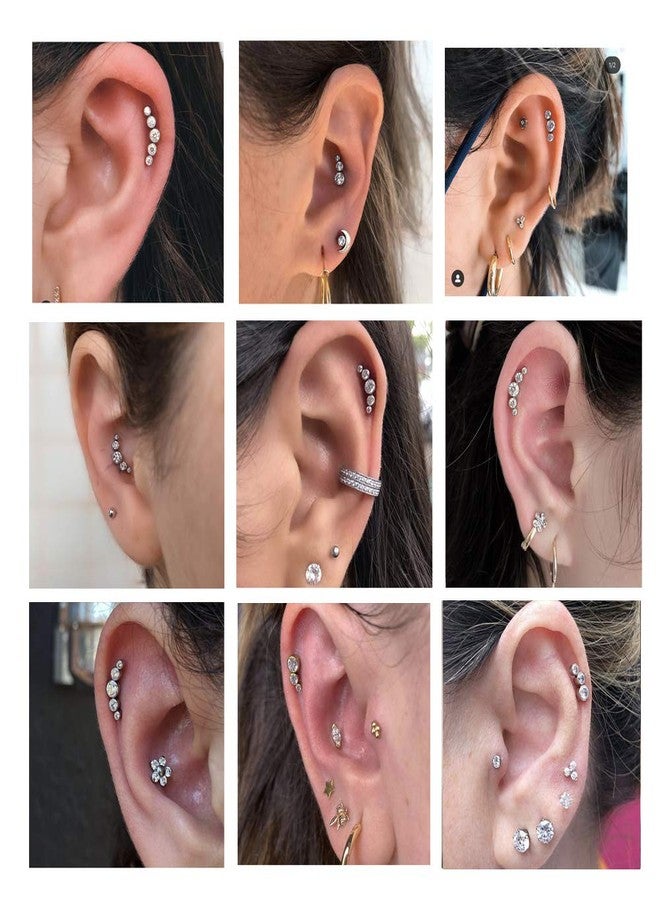 KaseStyle G23 Titanium Labret Studs 16G Internal Threaded Helix Cartilage Tragus Conch Earring Monroe Cluster Piercing Jewelry (C: 1 pcs silver) - Image 5
