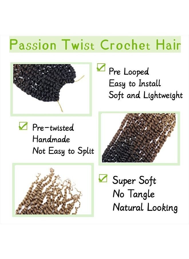 LOSMOEER - 8 Packs Passion Twist Hair 12 Inch Pre-twisted Passion Twist Crochet Hair Pre-looped Crochet Braids for Women Passion Twists Braiding Hair Synthetic Hair Extensions(12Strands/Pack; 1B/30/27#) - Image 1
