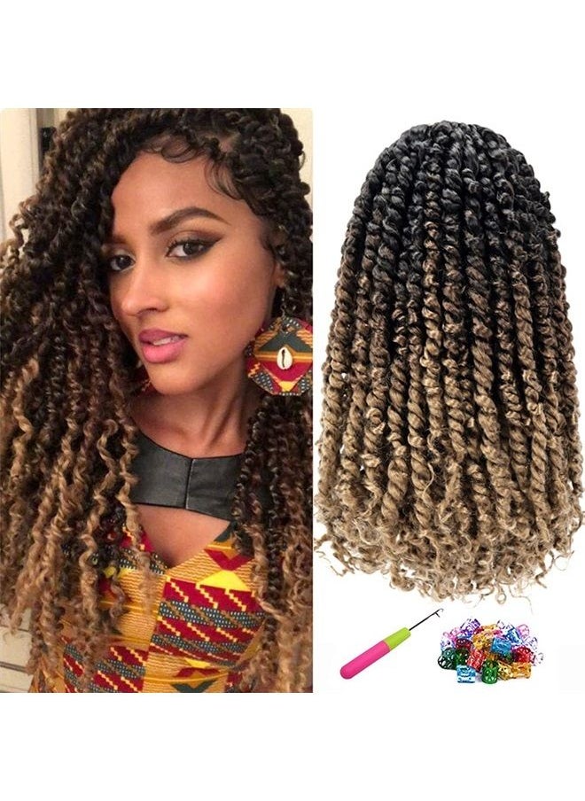 LOSMOEER - 8 Packs Passion Twist Hair 12 Inch Pre-twisted Passion Twist Crochet Hair Pre-looped Crochet Braids for Women Passion Twists Braiding Hair Synthetic Hair Extensions(12Strands/Pack; 1B/30/27#) - Image 1
