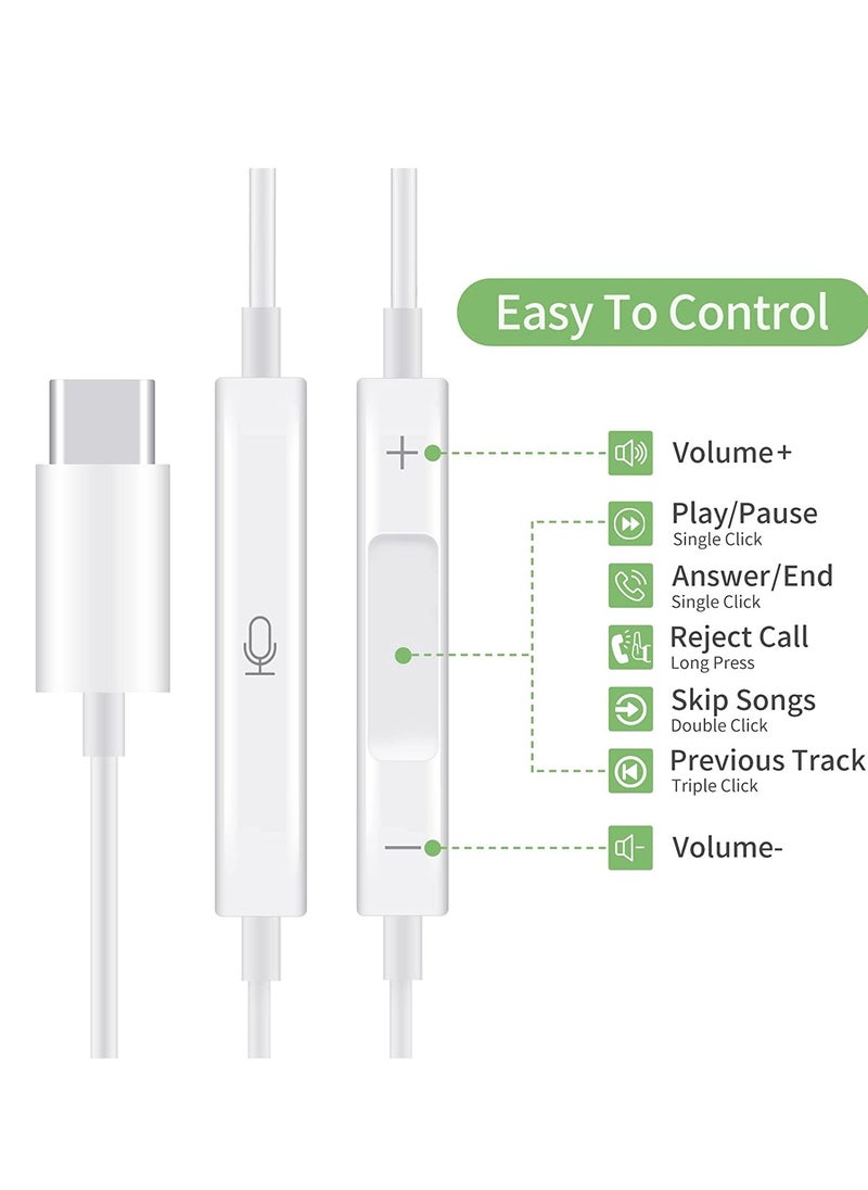 USB C Headphone, Type C Earbuds Wired Earphones with Microphone and Volume Control,in-Ear Earbud Noise Isolating for Google Pixel Oneplus Samsung Galaxy iPad Pro and MacBook