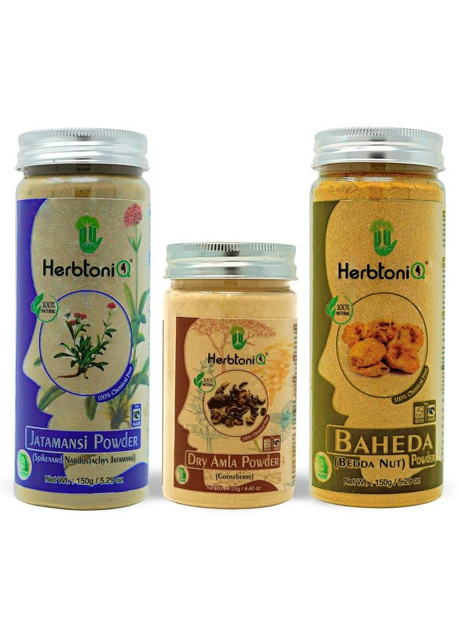 Herbtoniq 100% Natural Jatamansi, Dry Amla And Baheda Powder For Dandruff, Frizzy Hair, Damaged Hair, Intensive Hair Care Pack (425 Gram) - Image 1