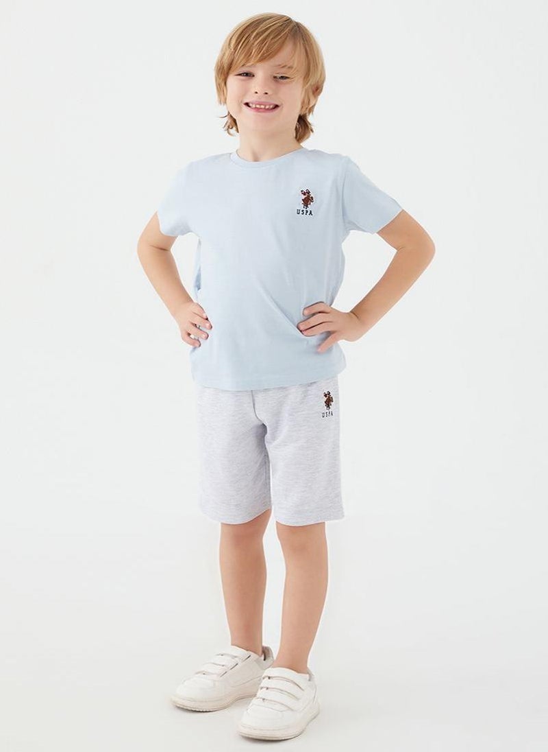 U.S. Polo Assn. U.S. Polo Assn. Boys Light Blue/Grey Bermuda Set  - Image 2